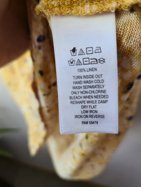 Rachel Zoe 100% Linen Yellow Floral Print Short Sleeve Top - Size Large - Picture 4 of 7